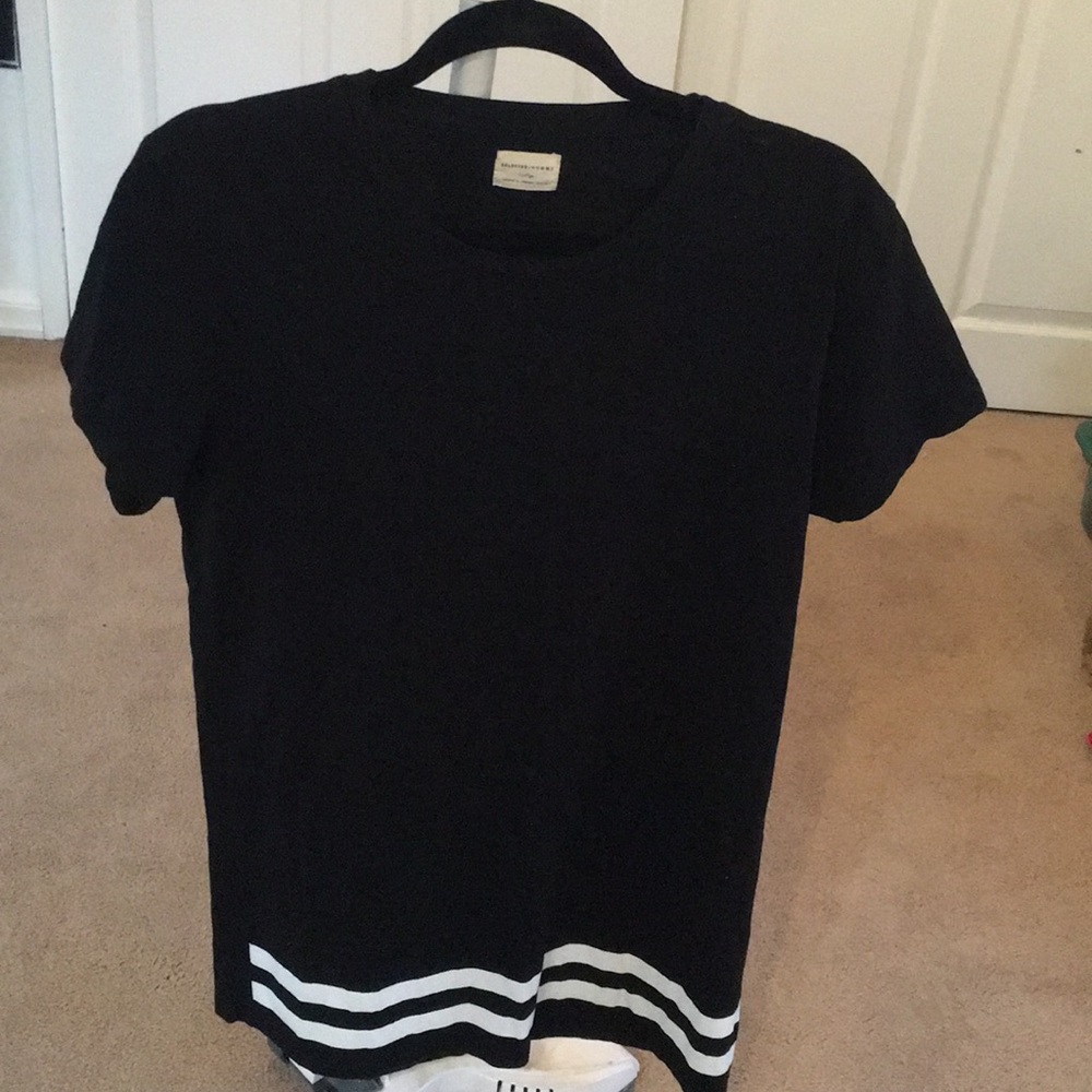 Nice Selected Homme Black & White Strip T-Shirt